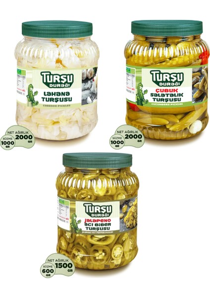 Turşu Durağı Çubuk Turşusu Lahana Turşusu Jalapeno Biber Turşusu 5.5kg