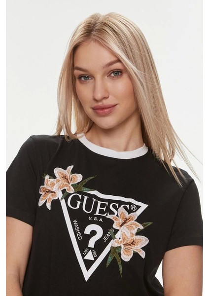 Kadın Zoey Crop Siyah T-Shirt