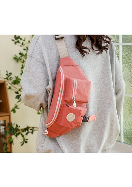 Spor Öğrenci Crossbody Çanta Günlük Hafif Pembe (Yurt Dışından)