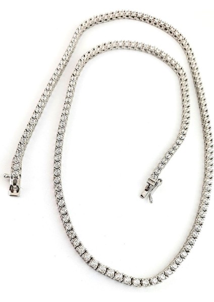 Pırlanta Parlaklığında Swarovski Taşlı 925AYAR Gümüş Su Yolu Tenis Kolye
