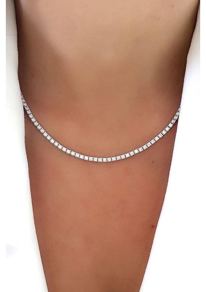 Pırlanta Parlaklığında Swarovski Taşlı 925AYAR Gümüş Su Yolu Tenis Kolye fiyatları