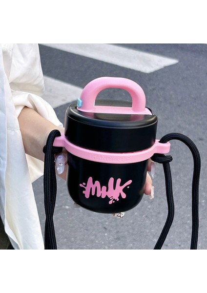 Saman ile Çocuk Taşınabilir Açık Hava Seyahati Sevimli Görünümlü Spor Termos Fincan Siyah (Yurt Dışından) fiyatları