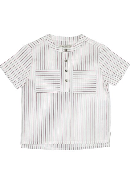 Pamuk Bej Çizgili Yazlık Erkek Çocuk Gömlek modelleri