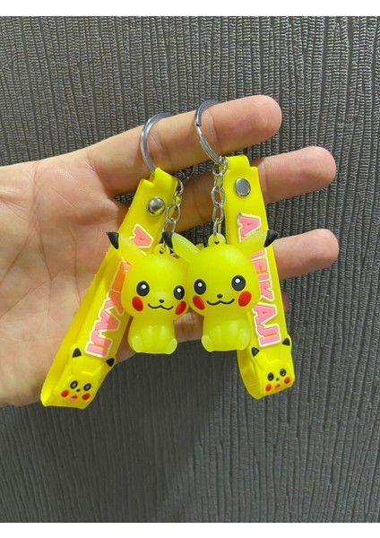 Pikachu Figürlü 2'li Silikon Anahtarlık ve Çanta Süsü