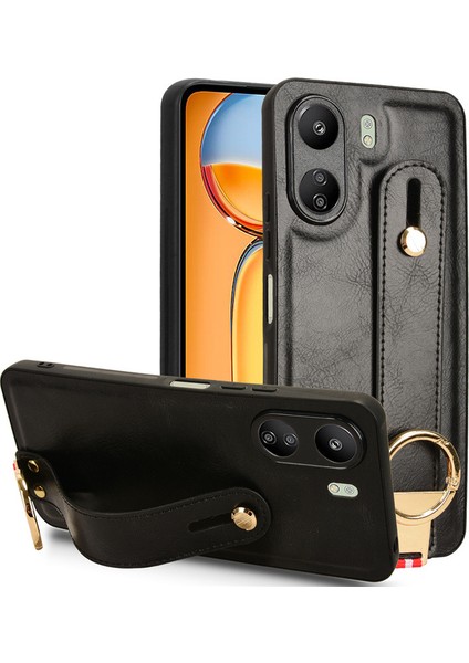 Xiaomi Poco C65 Bileklikli Darbeye Dayanıklı Deri Telefon Kılıfı (Yurt Dışından)