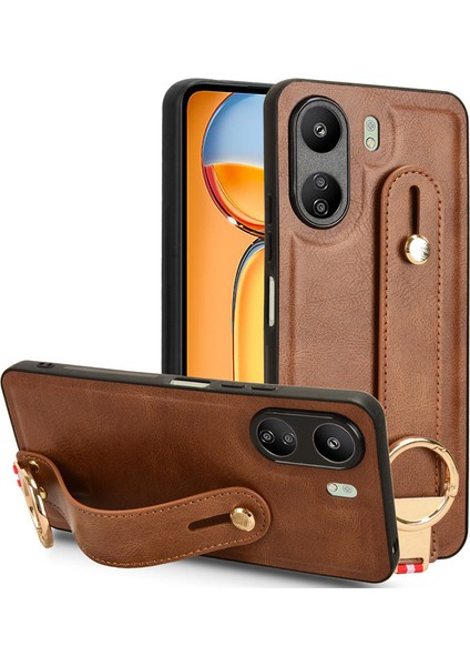 Xiaomi Redmi 13C Bileklikli Darbeye Dayanıklı Deri Telefon Kılıfı (Yurt Dışından)