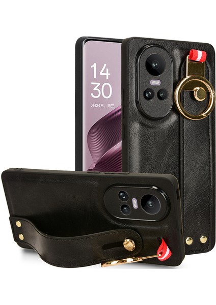 Oppo Reno 10 5g Bileklikli Darbeye Dayanıklı Deri Telefon Kılıfı (Yurt Dışından)