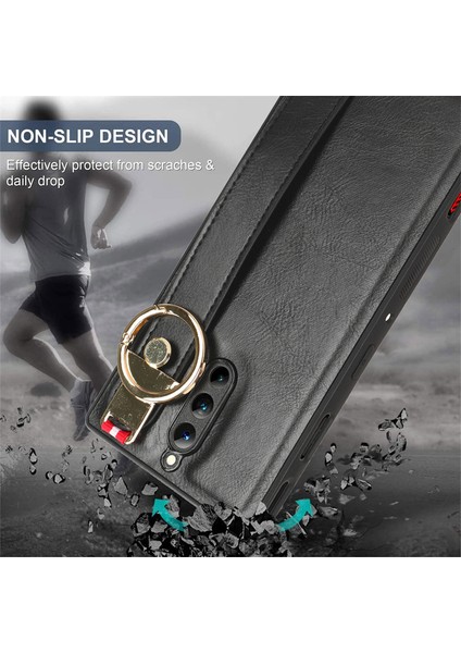 Zte Nubia Red Magic 8 Pro Bileklikli Darbeye Dayanıklı Deri Telefon Kılıfı (Yurt Dışından)