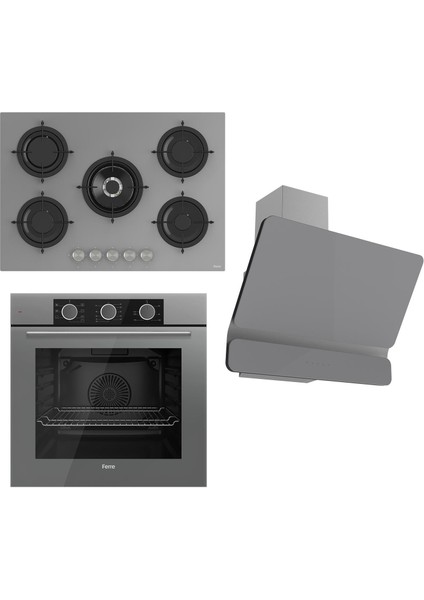 Flowart Basıc Serisi Gri Ankastre Set (RS038+ XE62CPR + D082)