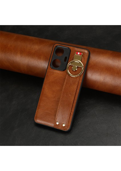 Realme C55 Bileklikli Darbeye Dayanıklı Deri Telefon Kılıfı (Yurt Dışından)