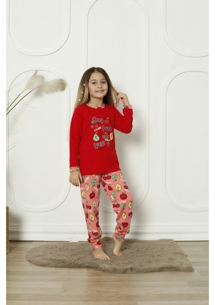 Kapi Kids Kız Çocuk Meyve Baskılı Pijama Takımı  3-11 Yaş 6071-72