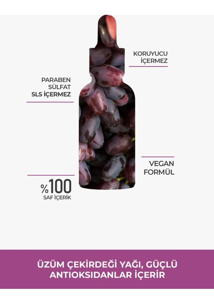 Üzüm Çekirdeği Yağı, Sabit Üzüm Yağ, Grape Seed Oil, Vitis Vinifera L. 30 ml