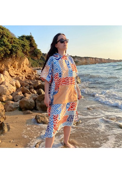 Sörf Yazlık Panço Kapşonlu Plaj Havlusu(Live Free) Summer