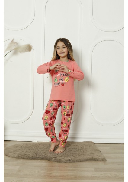 Kapi Kids Kız Çocuk Meyve Baskılı Pijama Takımı  3-11 Yaş 6071-72