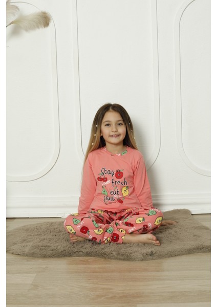 Kapi Kids Kız Çocuk Meyve Baskılı Pijama Takımı  3-11 Yaş 6071-72