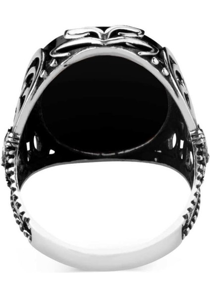 Osmanlı Armalı Siyah Zirkon Taşlı Erkek Yüzük modelleri