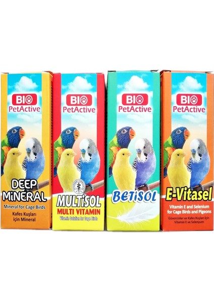 Kafes Kuşları Kanarya Muhabbet Kuşu Papağan Kuş Vitamini 4 Lü Bakım Seti