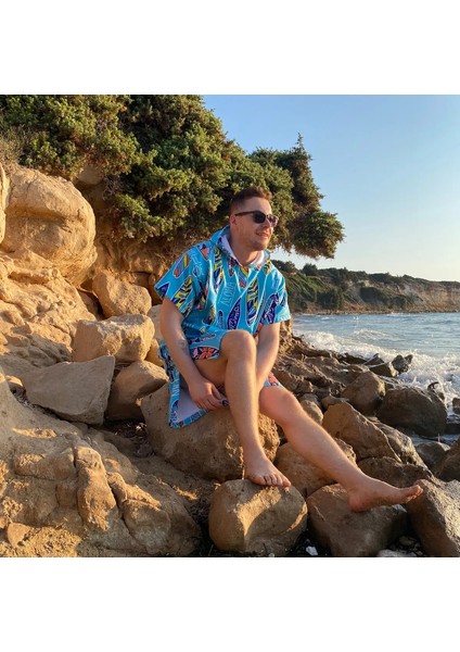 Sörf Yazlık Panço Kapşonlu Plaj Havlusu(Live Free) Summer