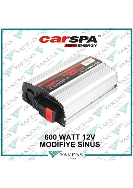 600 Watt 12V Modifiyesinüs Inverter Carspa