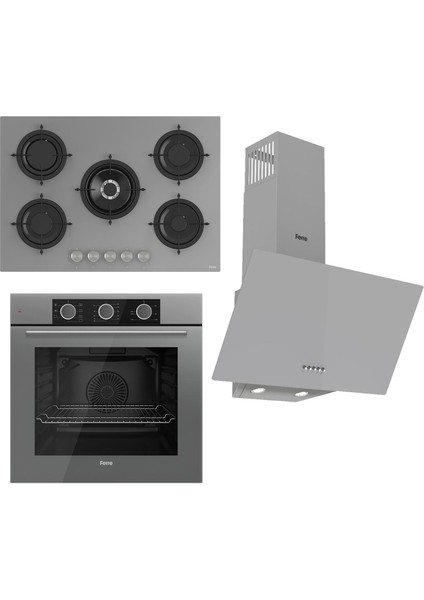Flowart Basıc Serisi Gri Ankastre Set (RS038+ XE62CPR + D088 )