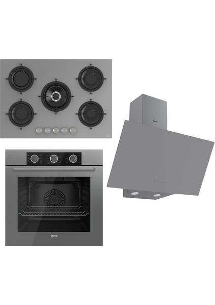 Flowart Basıc Serisi Gri Ankastre Set (RS038+ XE62CPR + D079 )