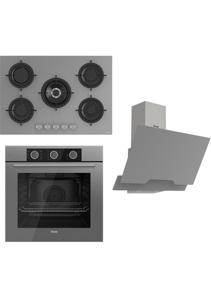 Flowart Basıc Serisi Gri Ankastre Set (RS038+ XE62CPR + D065 )