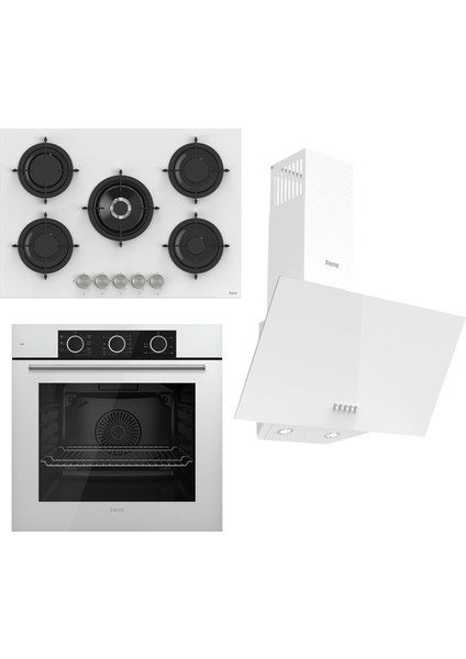 Flowart Basıc Serisi Beyaz Ankastre Set (RS036+ XE62CB + D087 )