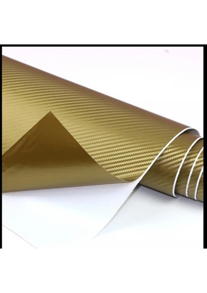 3D Gold Tırtıklı Hava Kanallı Araç Motor Kaplama Karbon Folyo (152CM x 20 Cm)