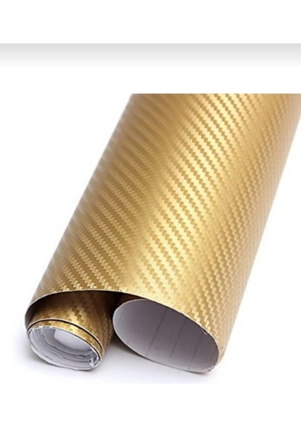 3D Gold Tırtıklı Hava Kanallı Araç Motor Kaplama Karbon Folyo (152CM x 20 Cm)
