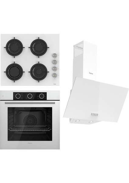 Flowart Basıc Serisi Beyaz Ankastre Set (CS206 + XE62CB + D087 )