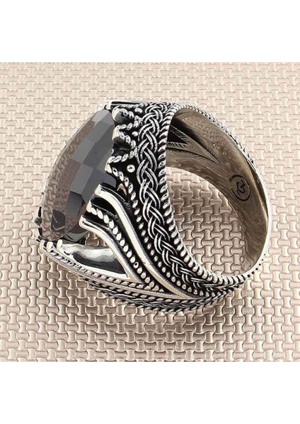 Düğüm Model Faset Kesim Siyah Zirkon Taşlı Gümüş Erkek Yüzük fiyatları