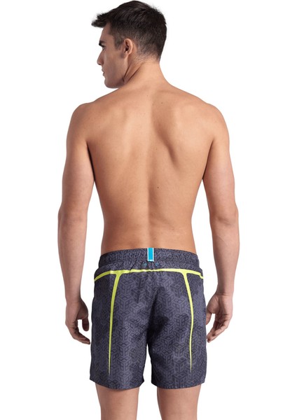 Beach Allover Printed Erkek Gri Yüzücü Şortu 007150560