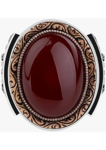 Şah Tasarım Kahverengi Akik Taşlı Gümüş Erkek Yüzük fiyatları