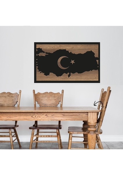 Türkiye Haritası Metal Ahşap Tablo