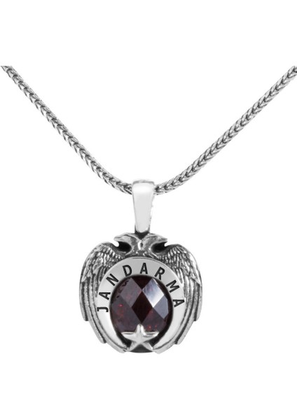 Gümüş Çift Kartal Başlı Jandarma Kolyesi