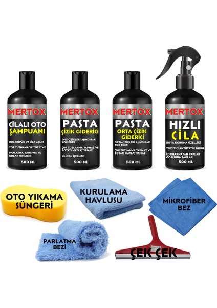 Oto Araç Araba Pasta Cila Temizlik Seti 4X500ML-İNCE Çizik+Orta Çizik+Hızlı Cila+Şampuan