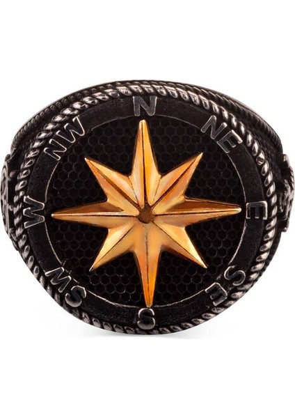 Pusula Tasarımlı Dümen Motifli Gümüş Erkek Yüzük fiyatları