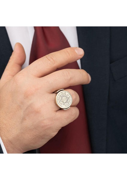 Mührü Süleyman Gümüş Erkek Yüzüğü Mavi Lazerli fırsatları