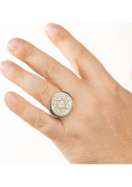 Mührü Süleyman Gümüş Erkek Yüzüğü Mavi Lazerli indirimleri