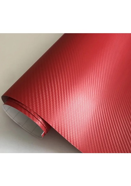 3D Kırmızı Tırtıklı Hava Kanallı Dayanıklı Karbon Folyo (152CM x 50 Cm)