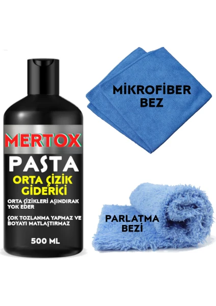 Oto Araç Araba Orta Pasta Cila  500ML-ORTA Çizik Giderici Pasta+Parlatma Bezi+Havlu