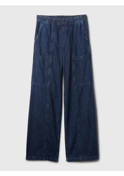 Kadın Koyu Mavi High Rise Utility Easy Jean Pantolon modelleri