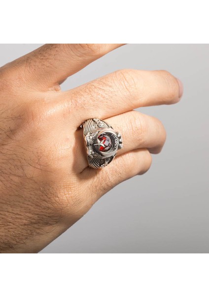 Çift Kartal Başlı Göktürkçe Türk Yazılı Jandarma Yüzüğü fırsatları