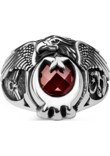 Bozkurtlu Tek Kartal Başlı Astsubay Yüzüğü