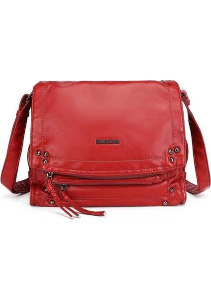 Yıkama Deri Postacı Askılı Soft Kadın Çantası 21-K Barcelona 1728-3