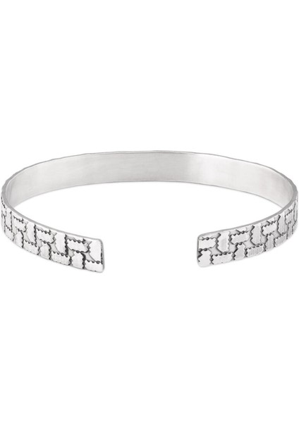 925 Ayar Gümüş Erkek Tırtıklı Desen Kelepçe Bileklik fiyatları