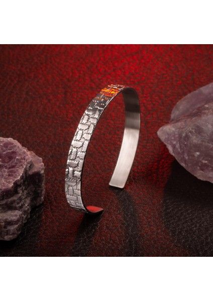 925 Ayar Gümüş Erkek Tırtıklı Desen Kelepçe Bileklik modelleri