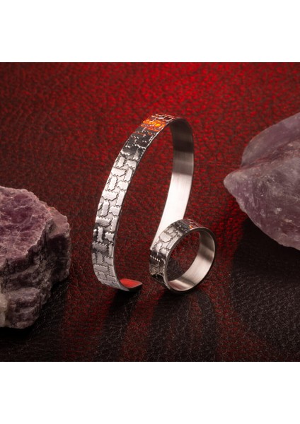 925 Ayar Gümüş Erkek Tırtıklı Desen Kelepçe Bileklik fırsatları