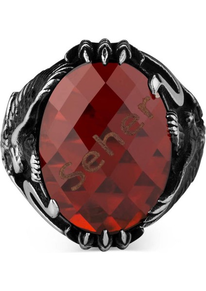 Kırmızı Zirkon Taş Üzerine Isim Yazılı Erkek Yüzük fiyatları