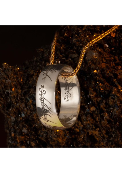 Yüzüklerin Efendisi Güç Yüzükleri Kolyesi Gümüş Renk Zincirli Model1